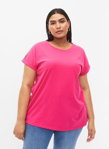Kurzärmliges T-Shirt aus einer Baumwollmischung, Raspberry Sorbet, Model image number 0
