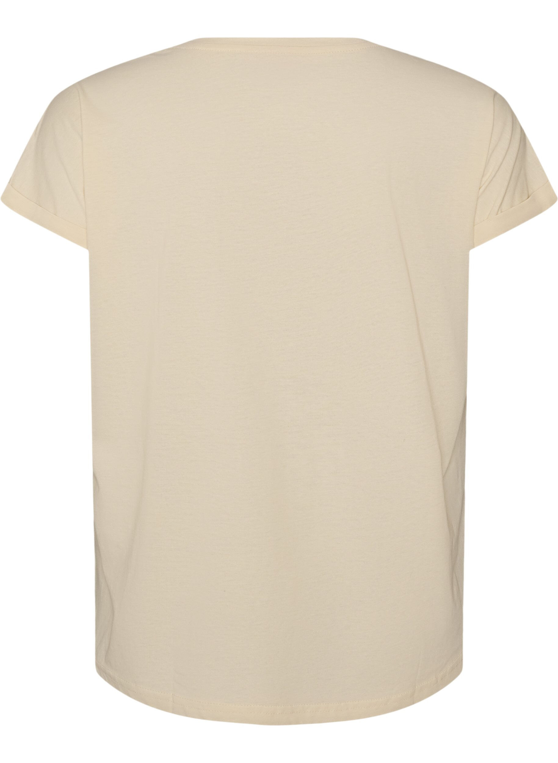 ZizziT-Shirt mit dekorativem Frontprint, Vanille, Packshot image number 1