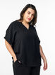 Lockere Bluse mit kurzen &Auml;rmeln, Schwarz, Model image number 0