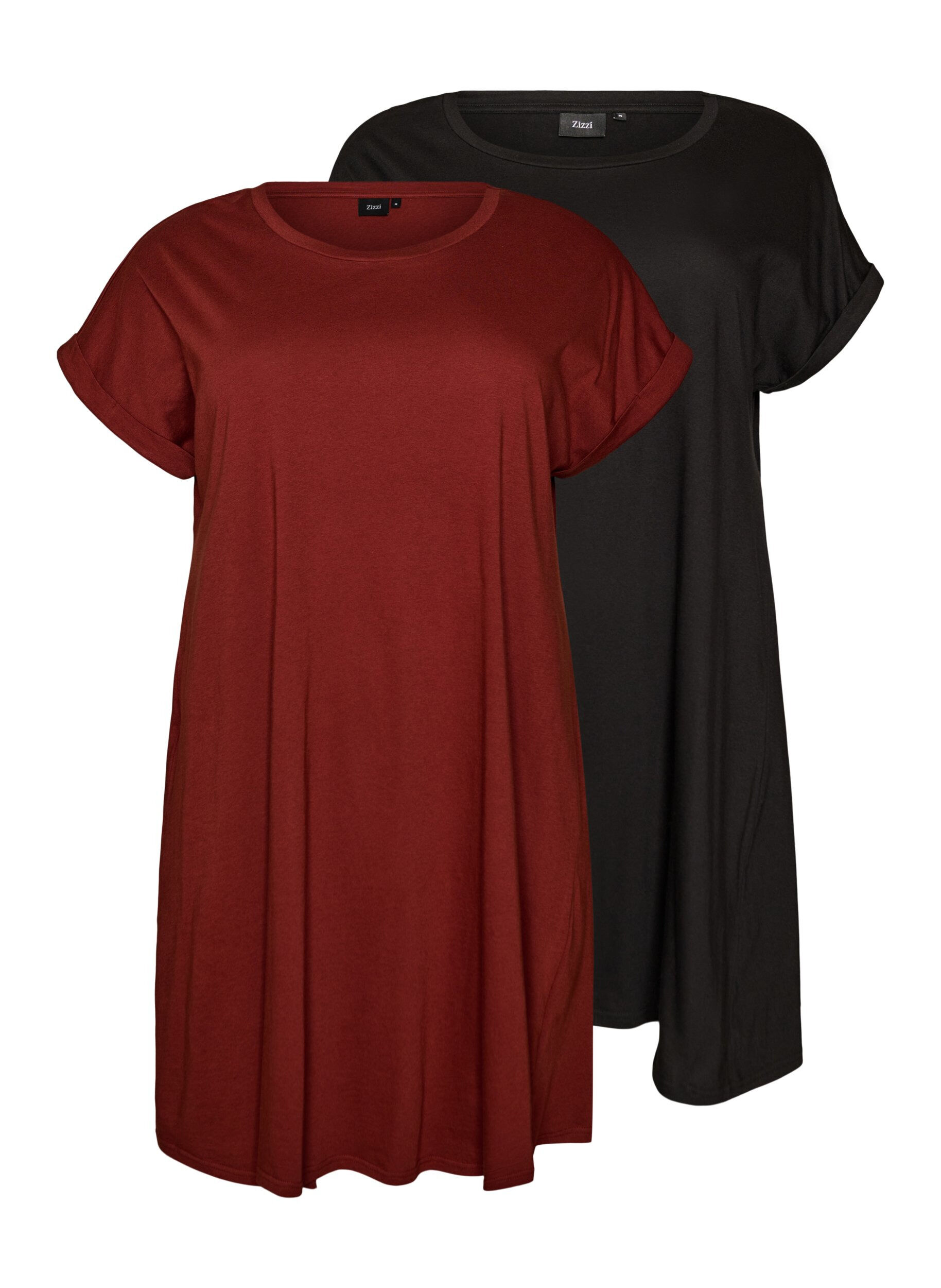 Zizzi2er-Pack T-Shirt-Kleid mit kurzen &Auml;rmeln, Orange, Packshot image number 0