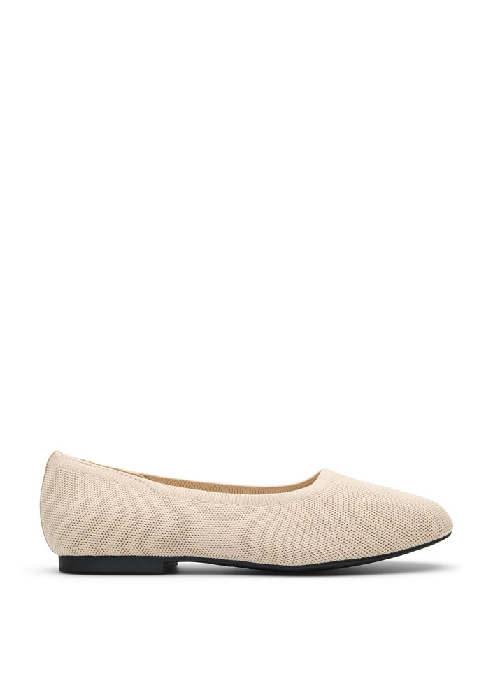 Ballerinas aus fein strukturiertem Stoff, Beige, Packshot image number 0