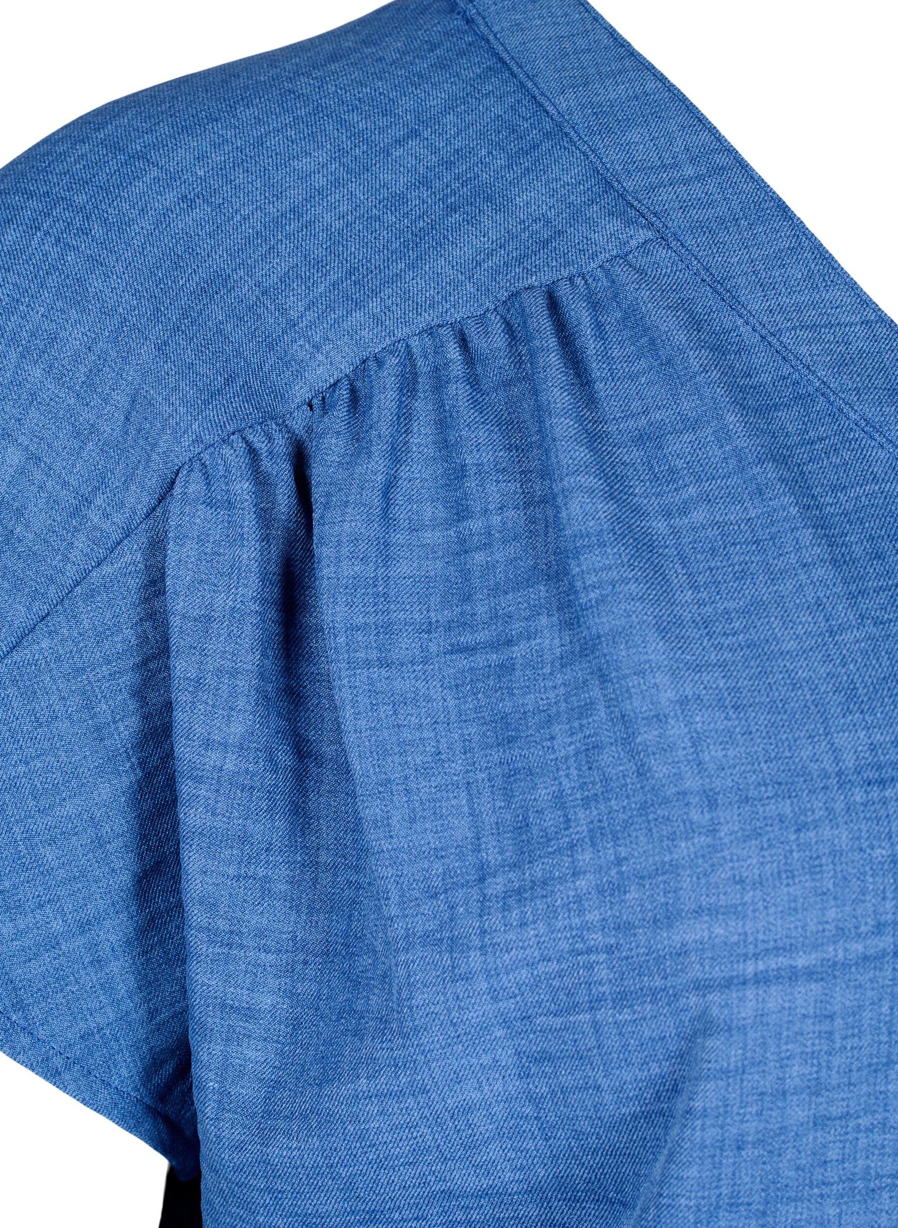 ZizziHemdbluse mit V-Ausschnitt und kurzen &Auml;rmeln, Blau, Packshot image number 3