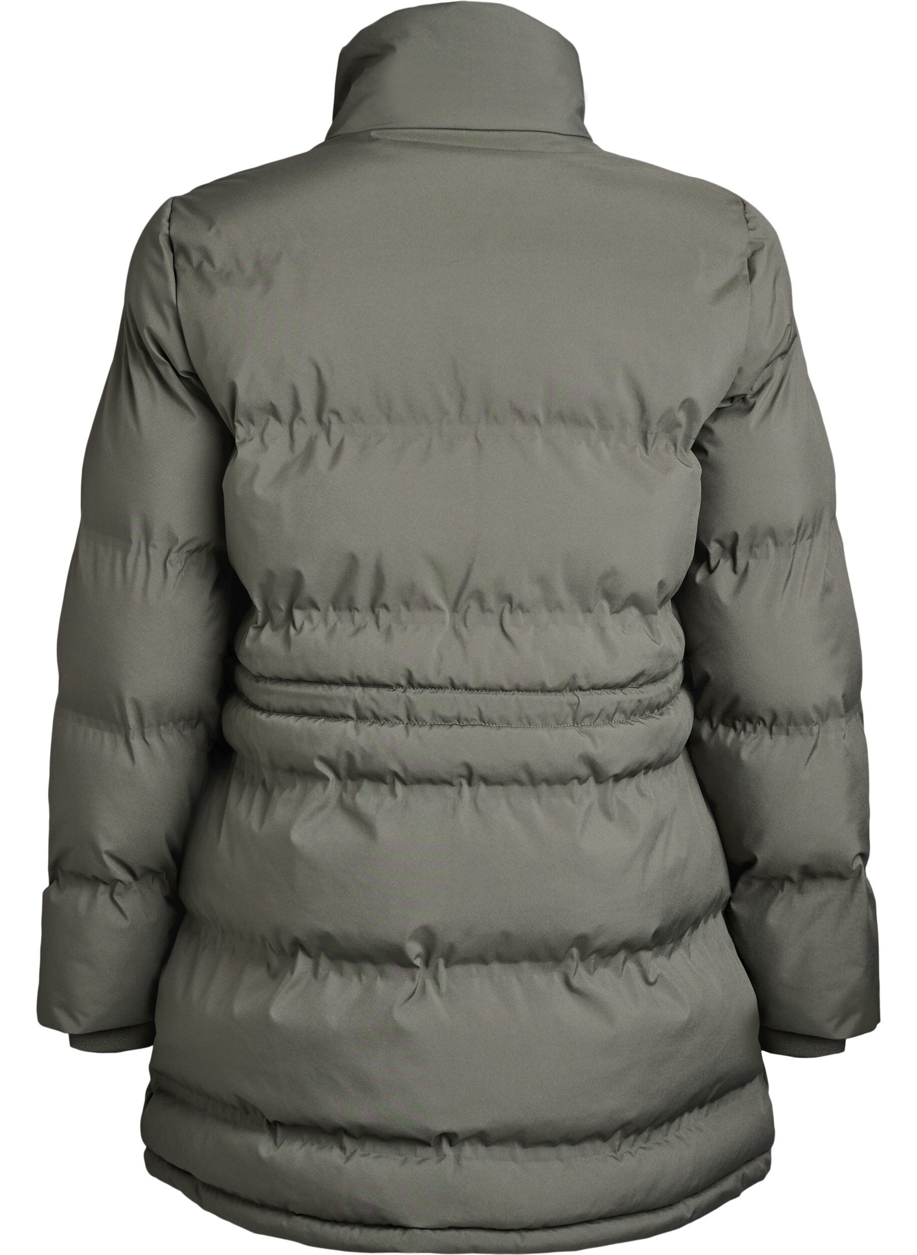 ZizziMittellange Pufferjacke mit verstellbarer Taille, Grau, Packshot image number 1