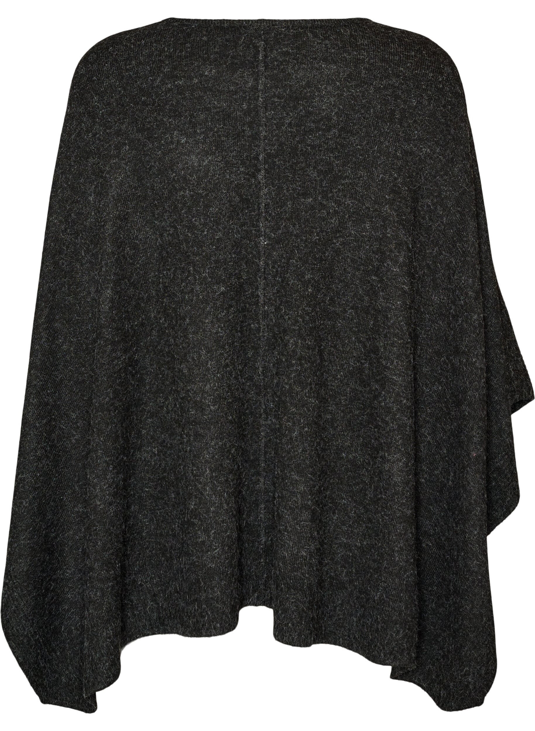 ZizziStrickponcho mit Rundhalsausschnitt, Grau, Packshot image number 1