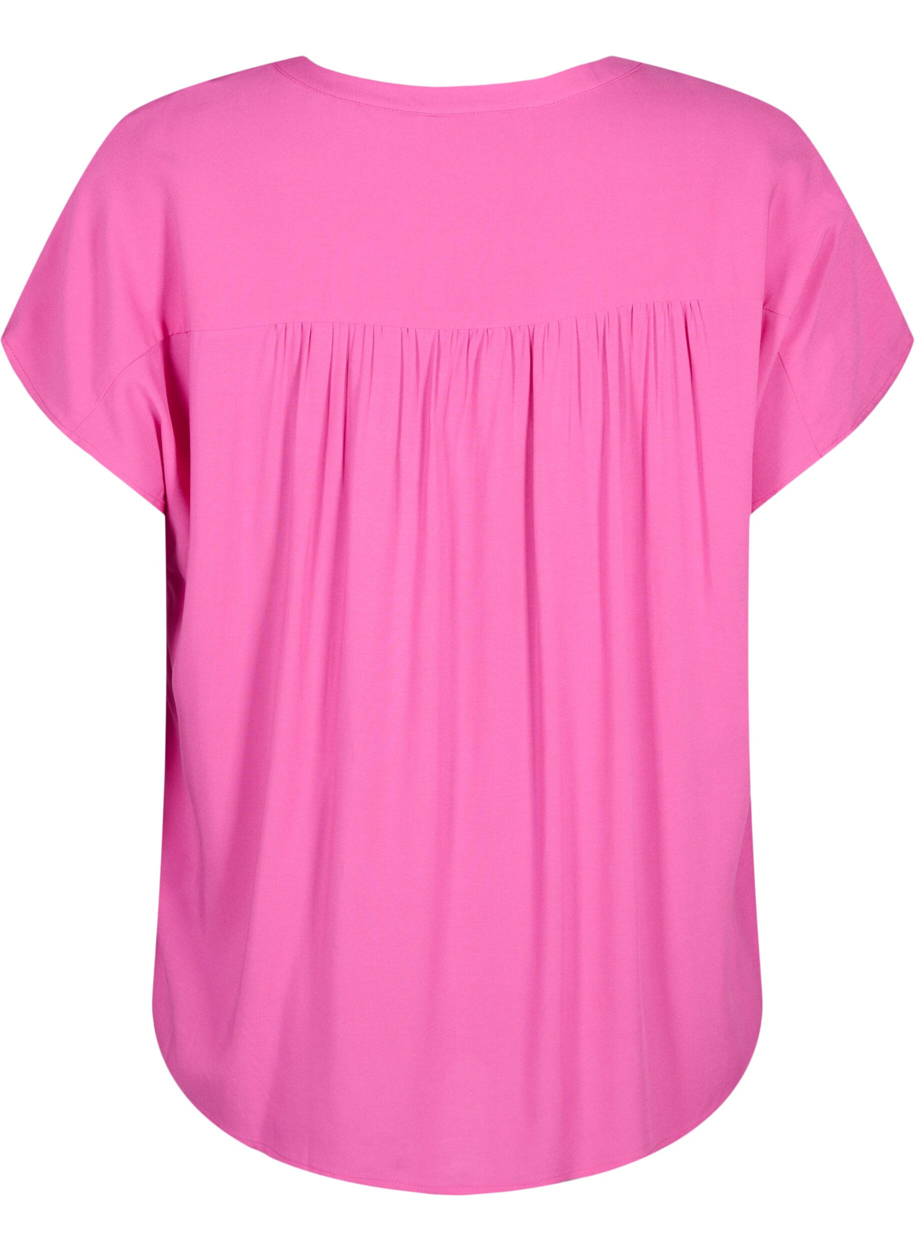 Zizzi Viskosebluse mit Spitzenbesatz, Raspberry Rose, Packshot image number 1