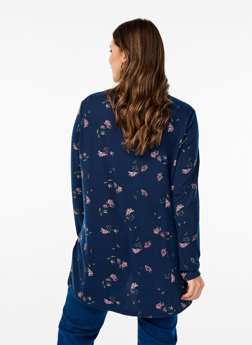  Bluse mit Blumenmuster und langen &Auml;rmeln, Blau, Model image number 2