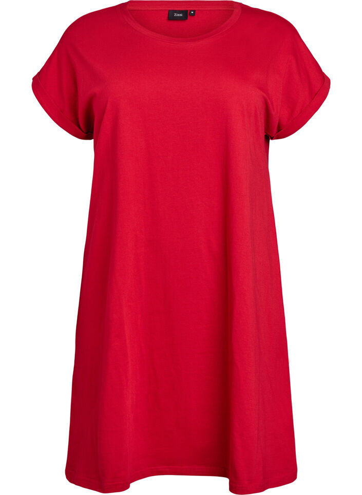 2er-Pack T-Shirt-Kleid mit kurzen Ärmeln, Rot, Packshot image number 2
