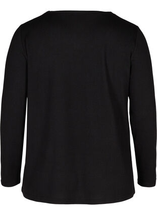 Einfarbige Bluse mit langen Ärmeln und Kragen, Black, Packshot image number 1