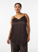 Top aus Satin mit Spitzen und asymmetrischem Saum, Braun, Model image number 0