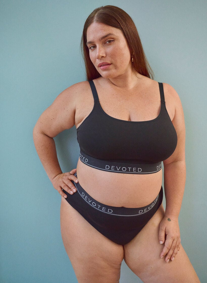 Baumwoll-G-String mit regul&auml;rer Taille, Schwarz, Image image number 0