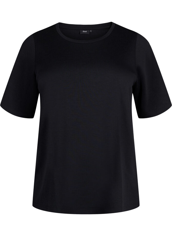 T-Shirt aus Modalgemisch, Schwarz, Packshot image number 0
