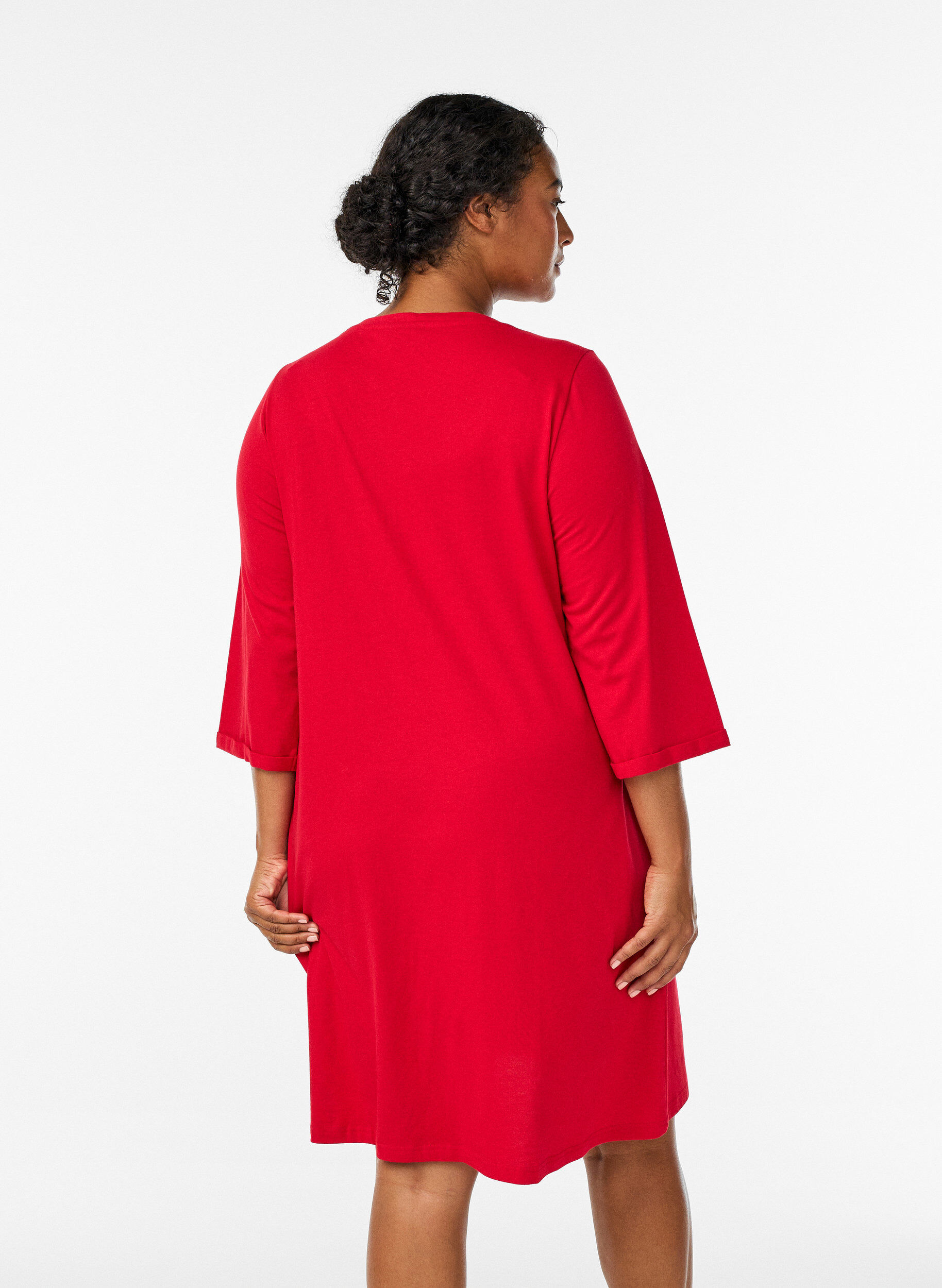 ZizziNachthemd aus Bio-Baumwolle mit Weihnachtsmotiv, Rot, Model image number 2