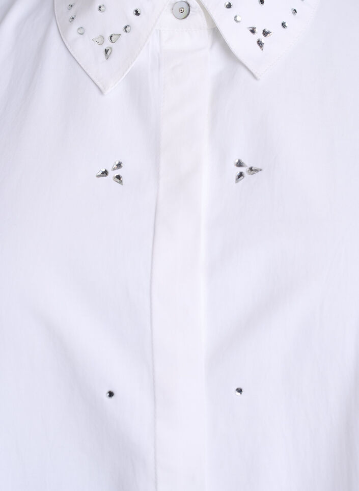 Bluse mit Strasssteinen, Weiß, Packshot image number 2