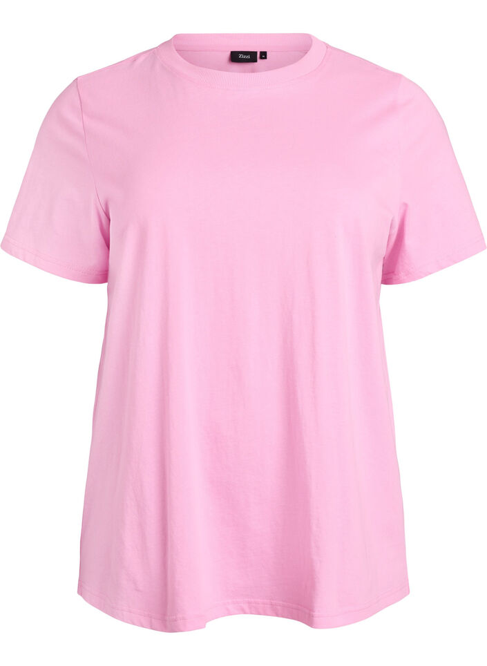 Basic T-Shirt aus Baumwolle mit Rundhalsausschnitt, Pink, Packshot image number 0