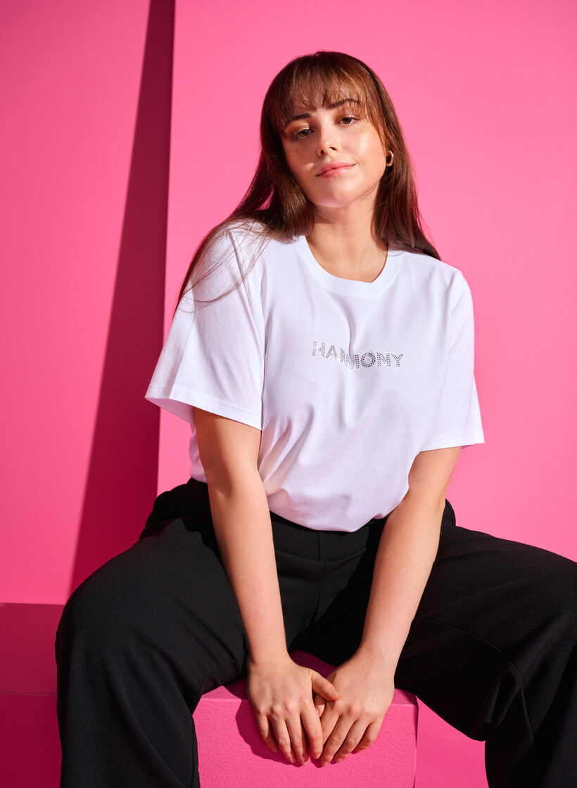T-Shirt aus Bio-Baumwolle mit Text, White HARMONY, Image image number 0