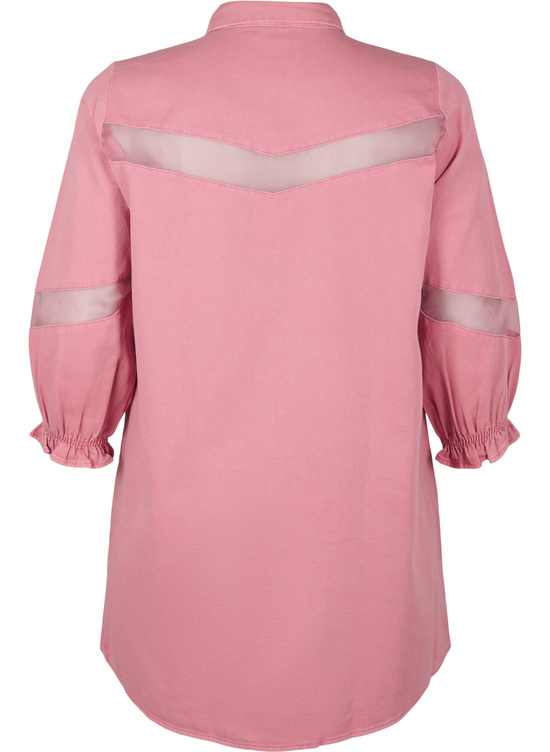 ZizziBuntes Hemdblusenkleid aus Jeansstoff mit Maschendetails, Heather Rose, Packshot image number 1