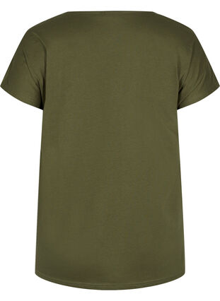 T-Shirt aus Baumwolle mit Printdetails, Ivy Green Mel Leaf, Packshot image number 1