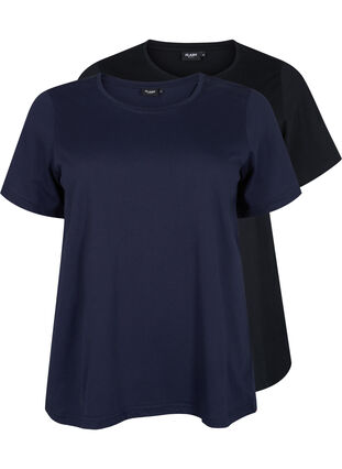 FLASH - 2er-Pack T-Shirts mit Rundhalsausschnitt, Navy Blazer/Black, Packshot image number 0