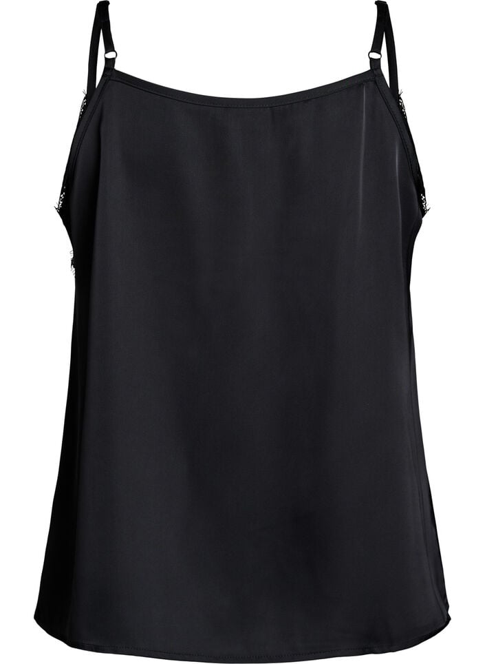 Tr&auml;gertop aus Satin mit Spitze, Schwarz, Packshot image number 1