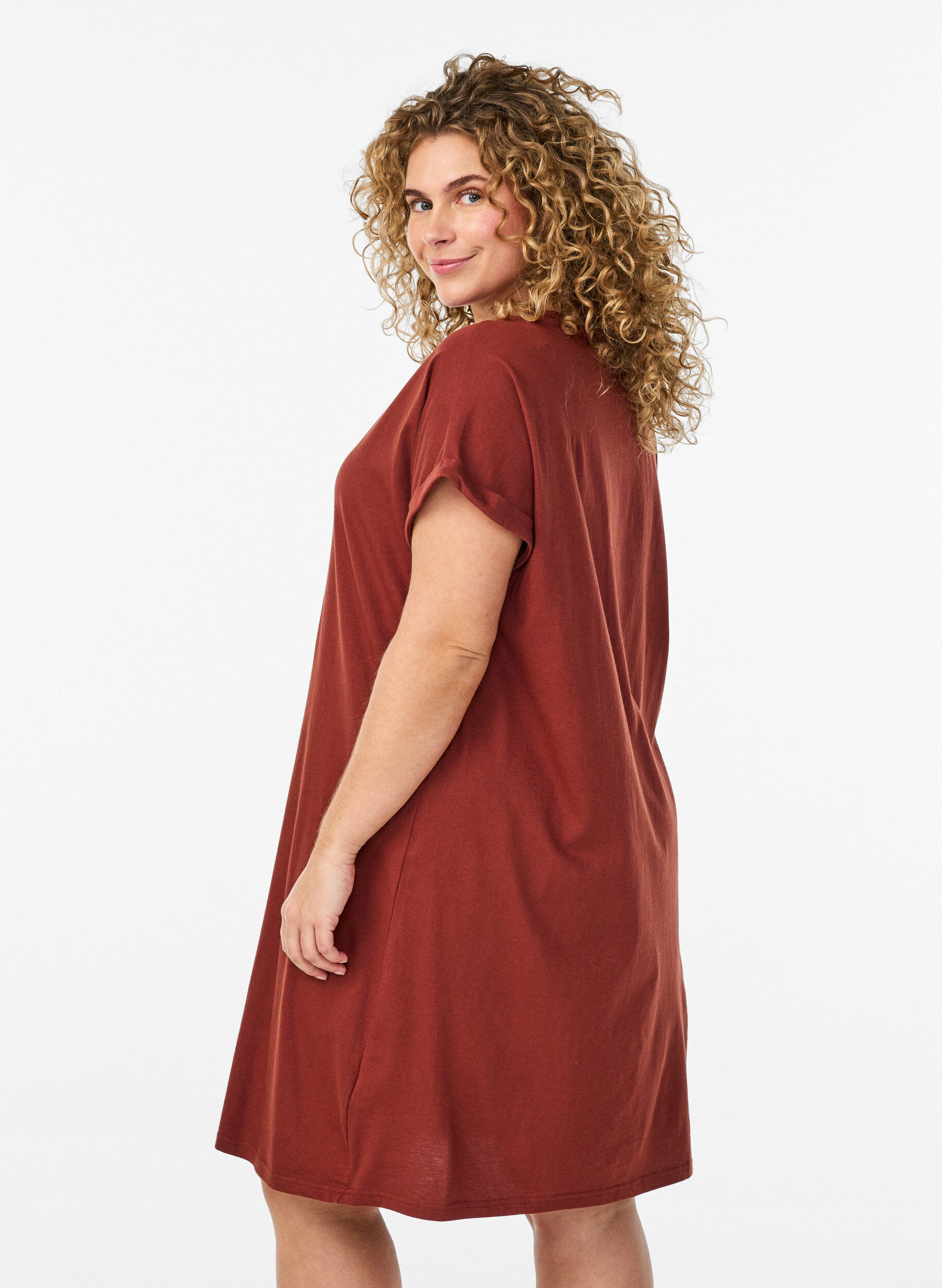 Zizzi2er-Pack T-Shirt-Kleid mit kurzen &Auml;rmeln, Orange, Model image number 2