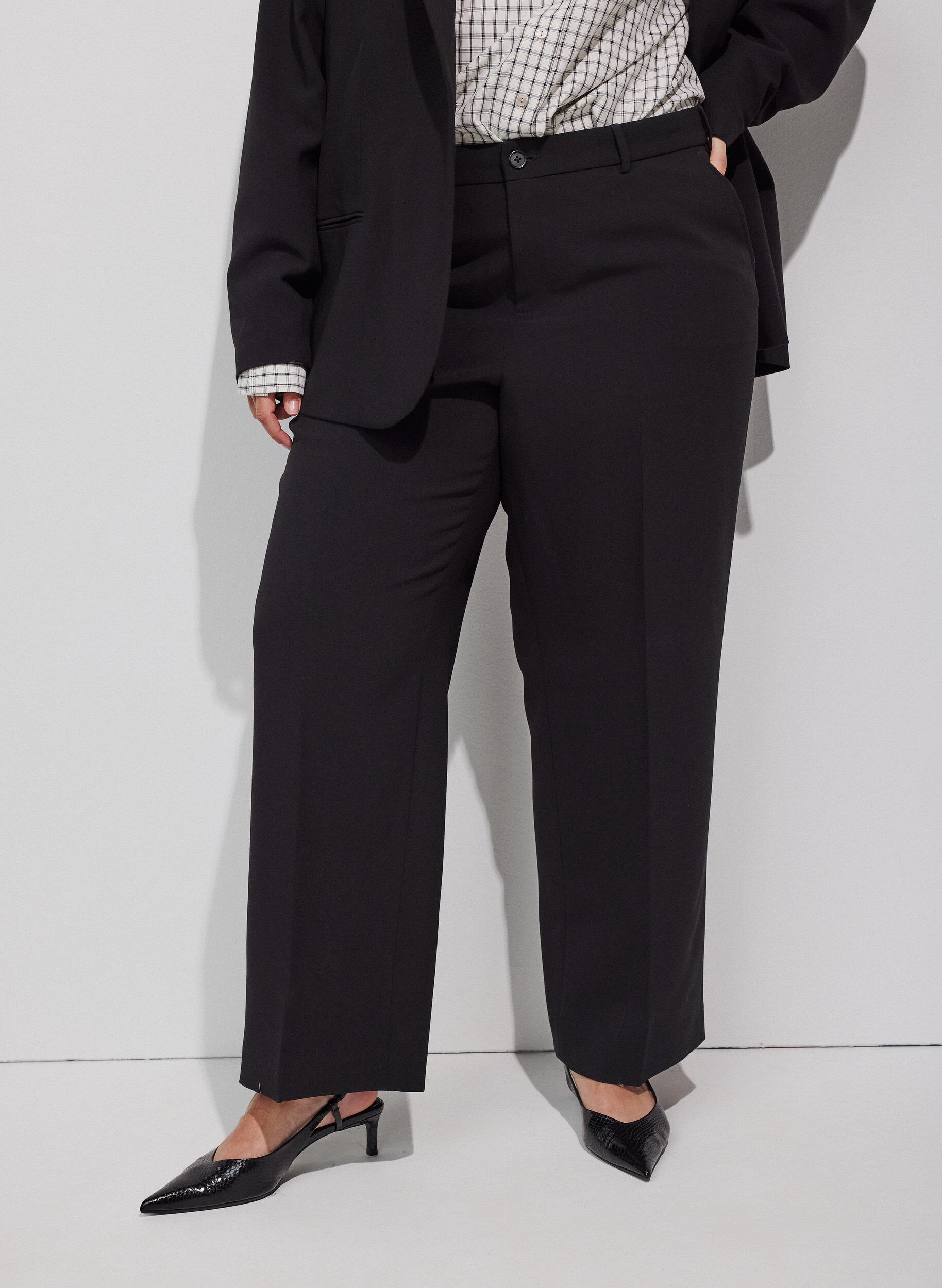 ZizziWeite Anzughose mit hoher Taille, Schwarz, Model image number 2