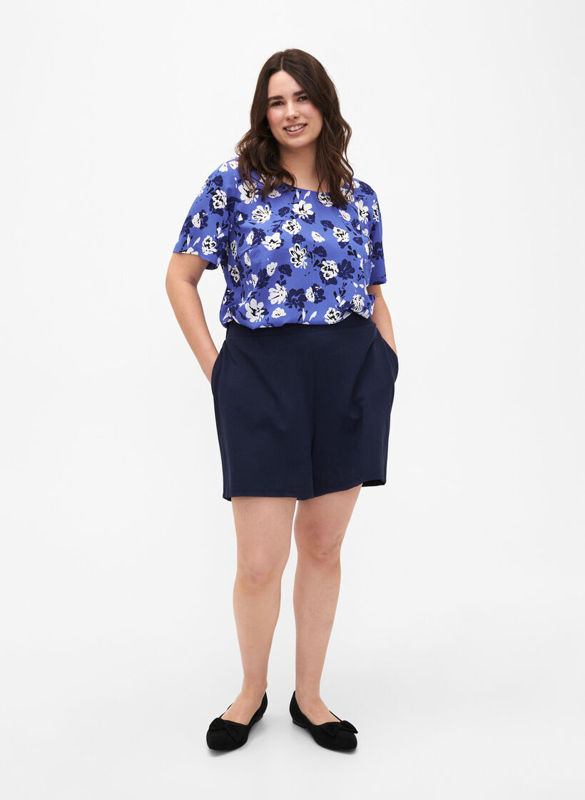 FLASH &ndash; Kurz&auml;rmelige Bluse mit Print, Amparo Blue Flower, Model image number 2