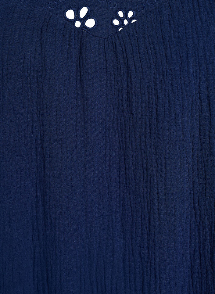 Bluse aus Baumwoll-Musselin mit Broderie Anglaise und 1/2-&Auml;rmeln, Blau, Packshot image number 2