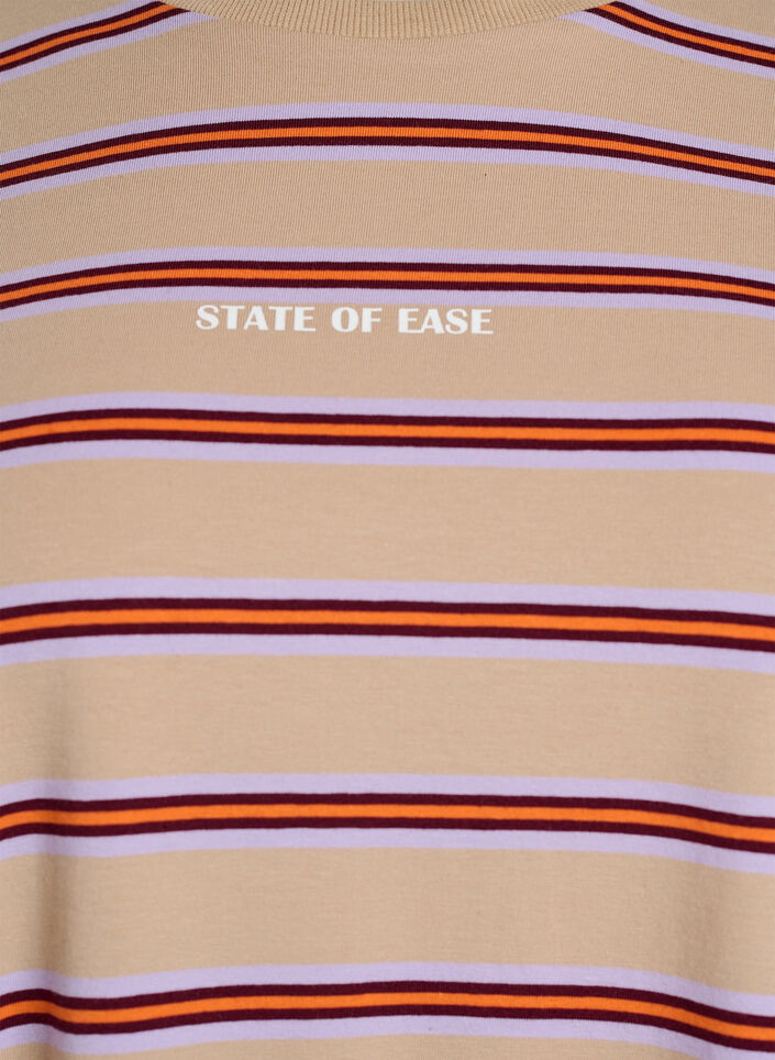 Oversize-T-Shirt mit Streifen und 1/2-&Auml;rmeln, Beige, Packshot image number 2