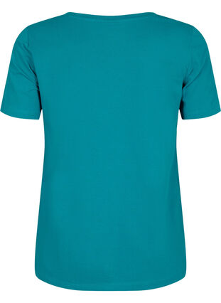 Einfarbiges basic T-Shirt aus Baumwolle, Deep Lake, Packshot image number 1