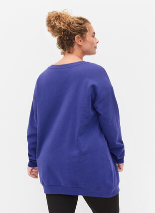 Sweatshirt aus Baumwolle mit Print, Deep Blue, Model image number 1