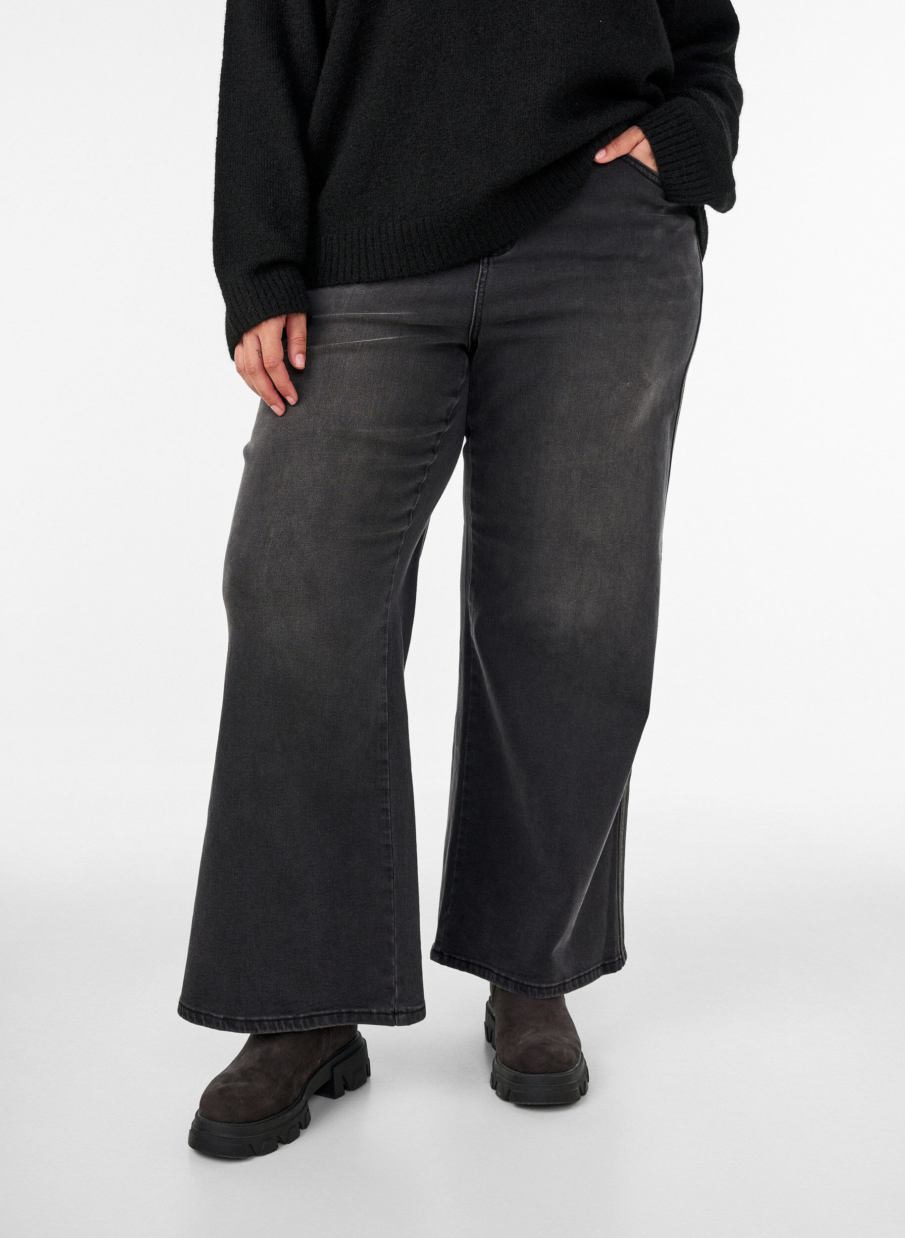 ZizziJeans in weiter Passform mit vertikalen Denimdetails, Grau, Model image number 3