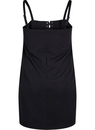 Eng anliegendes Kleid mit Schnürdetails, Black, Packshot image number 1