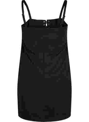 Eng anliegendes Kleid mit Schnürdetails, Black, Packshot image number 1