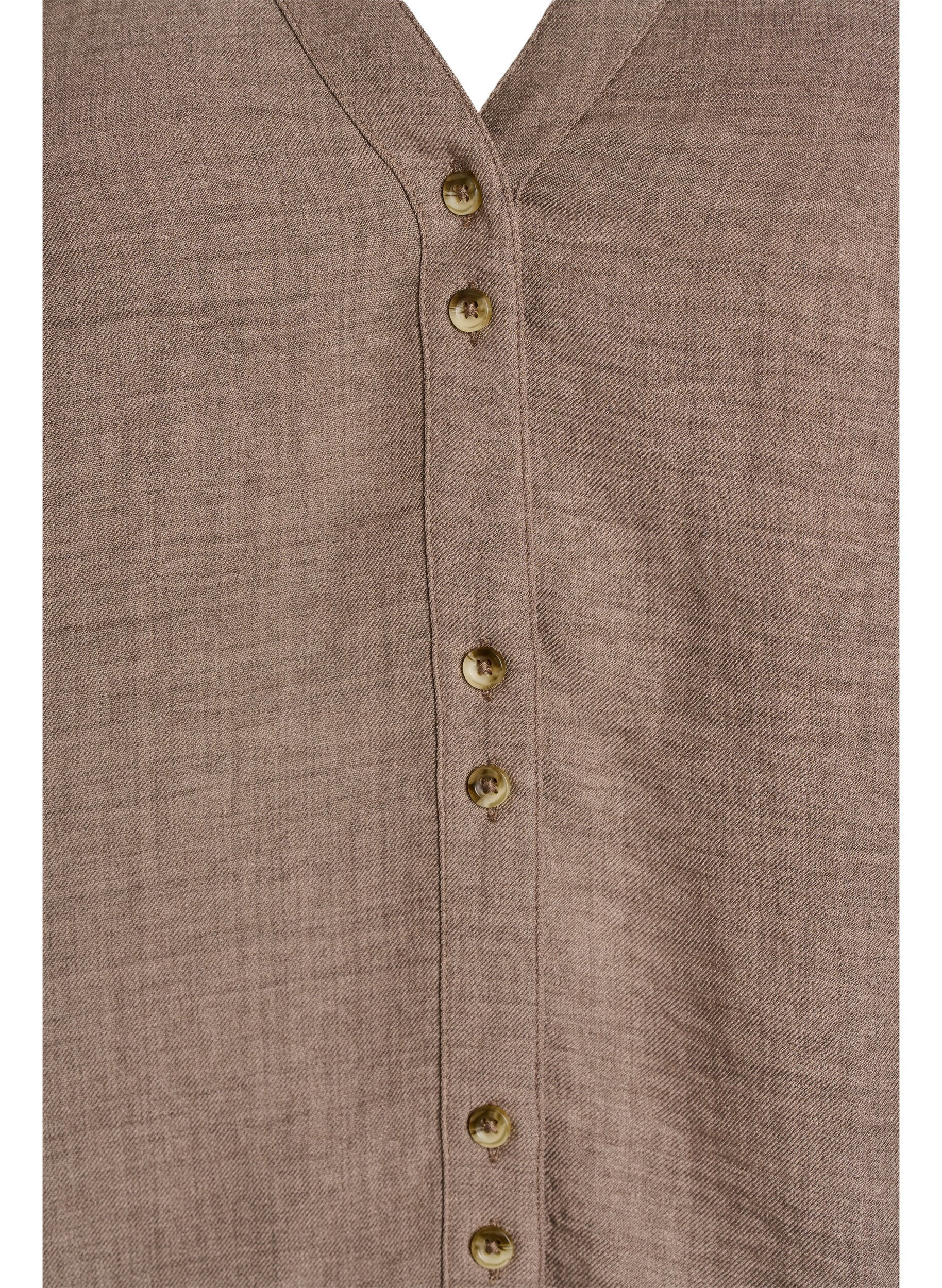 ZizziHemdbluse mit V-Ausschnitt und kurzen &Auml;rmeln, Braun, Packshot image number 2