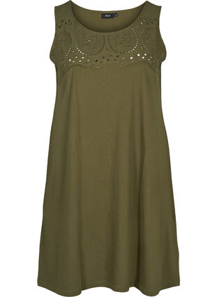Kleid mit Lochstickerei, Ivy green, Packshot image number 0