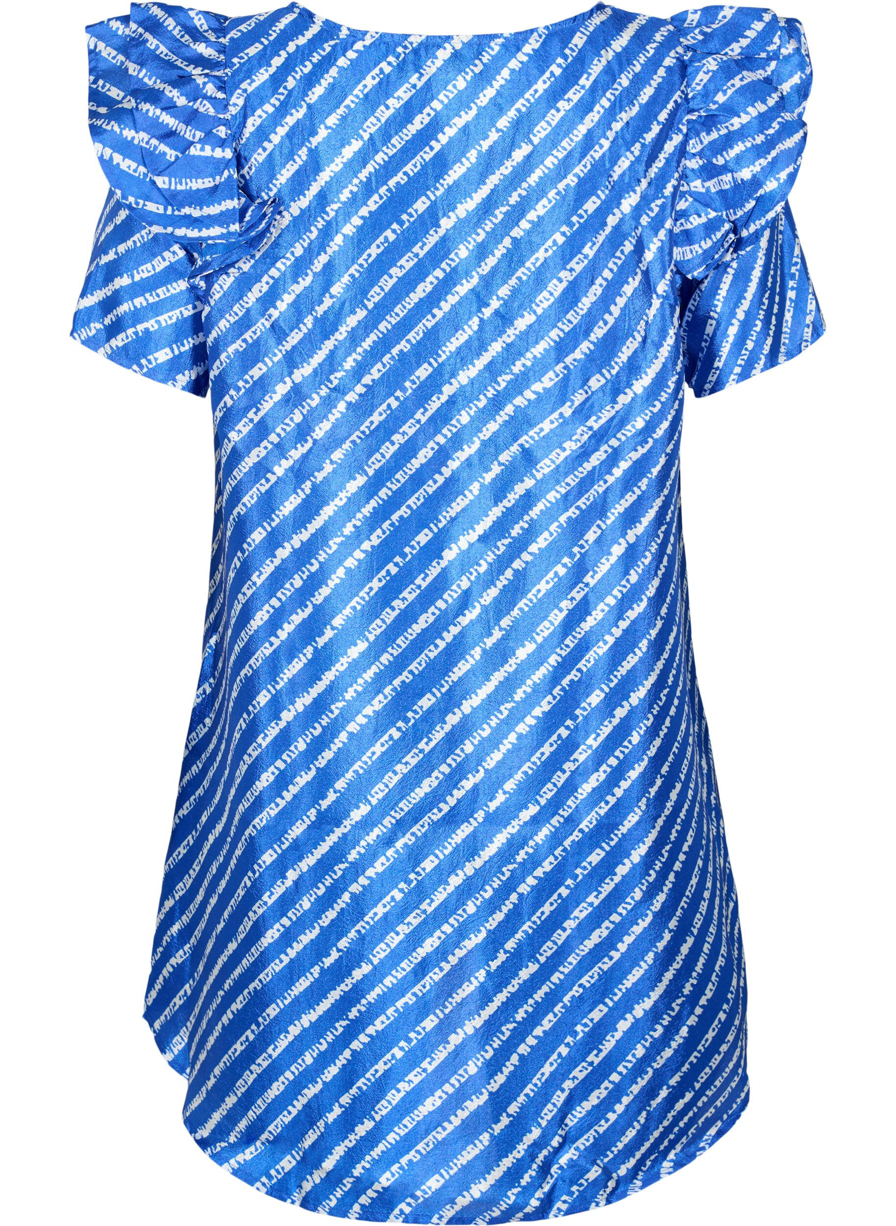 ZizziStreifentunika mit R&uuml;schen, S.T.W./White Stripes, Packshot image number 1