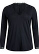 Bluse aus Viskose mit Spitzen und V-Ausschnitt, Schwarz, Packshot image number 0