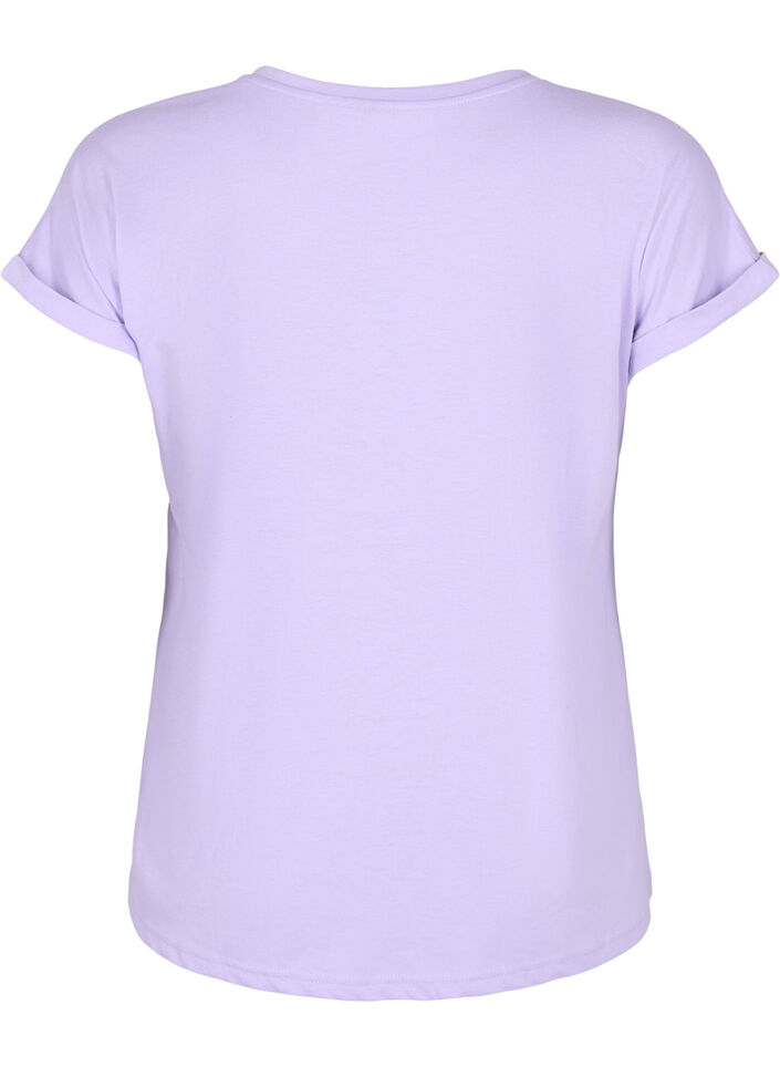 Kurz&auml;rmeliges T-Shirt aus einer Baumwollmischung, Lila, Packshot image number 1