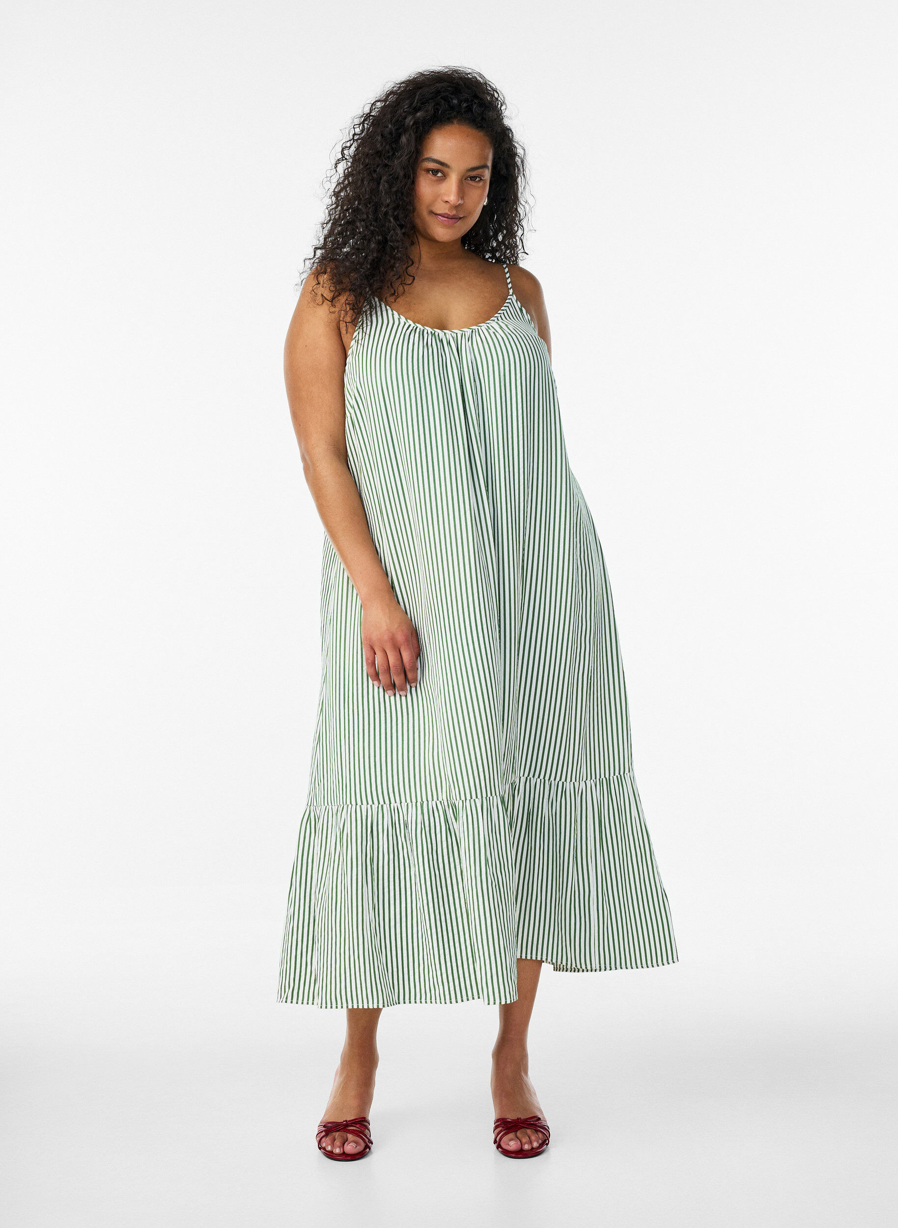 ZizziSommerkleid mit Streifen und A-Linie, Gr&uuml;n, Model image number 0