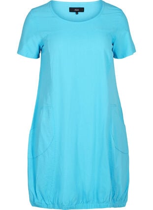 Kurzarm Kleid aus Baumwolle, River Blue, Packshot image number 0