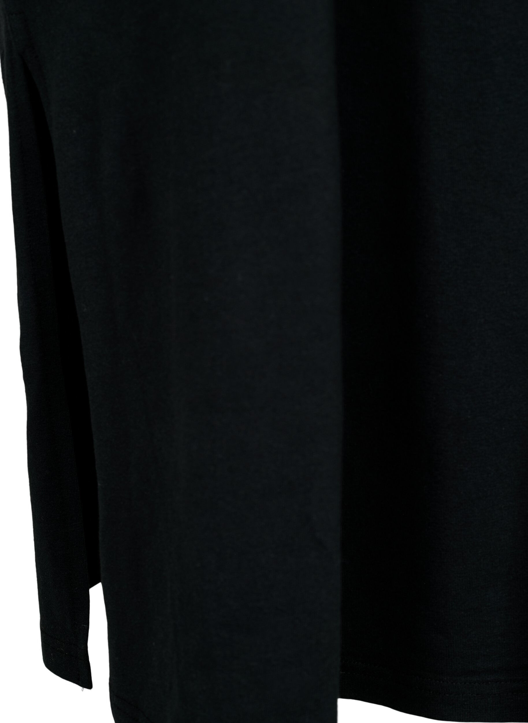 ZizziKurz&auml;rmeliges Baumwollkleid mit Schlitz, Black, Packshot image number 3