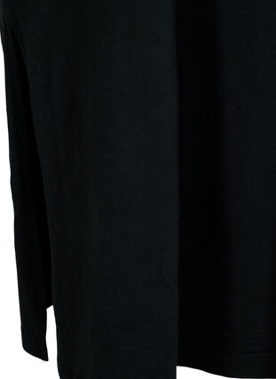 Kurzärmeliges Baumwollkleid mit Schlitz, Black, Packshot image number 3