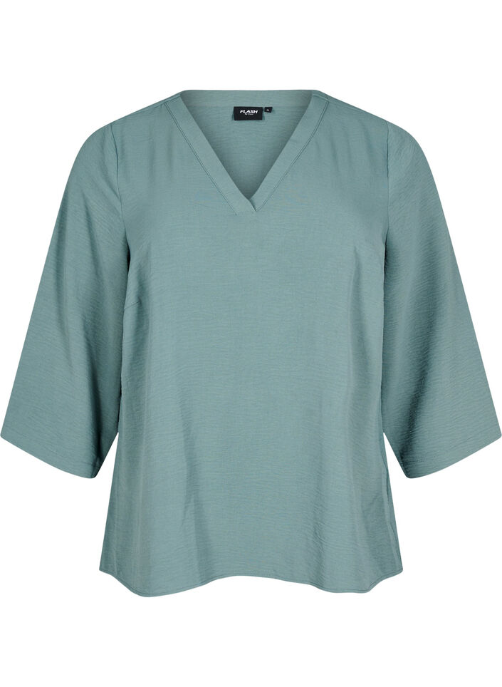 Bluse mit 3/4-&Auml;rmeln, Gr&uuml;n, Packshot image number 0