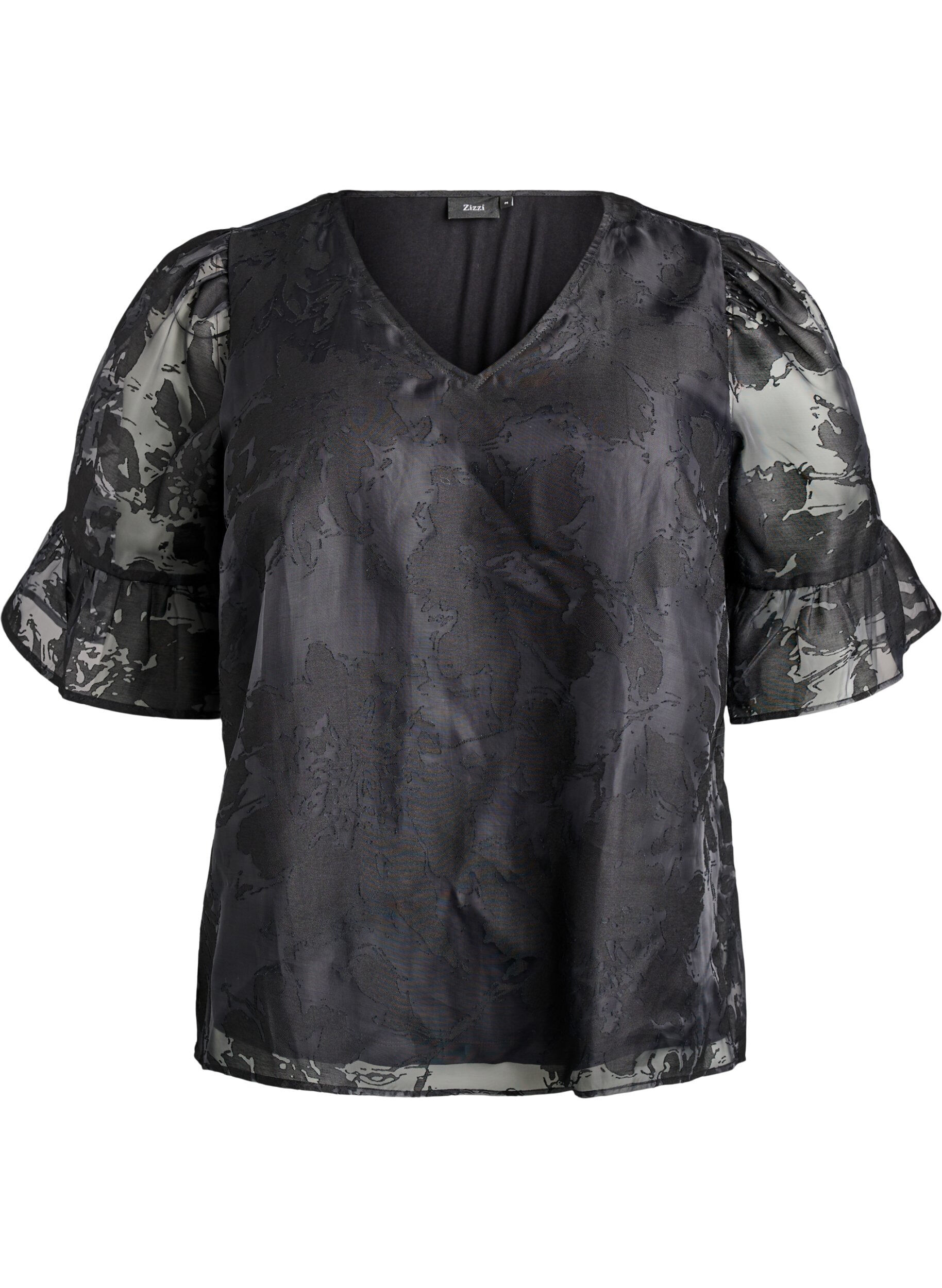 Partybluse in Organza-Optik mit Ton-in-Ton-Muster