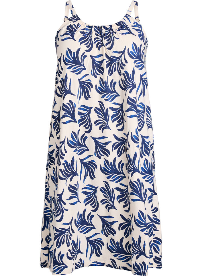 Midi-Tr&auml;gerkleid aus Bio-Baumwolle, Wei&szlig;, Packshot image number 0