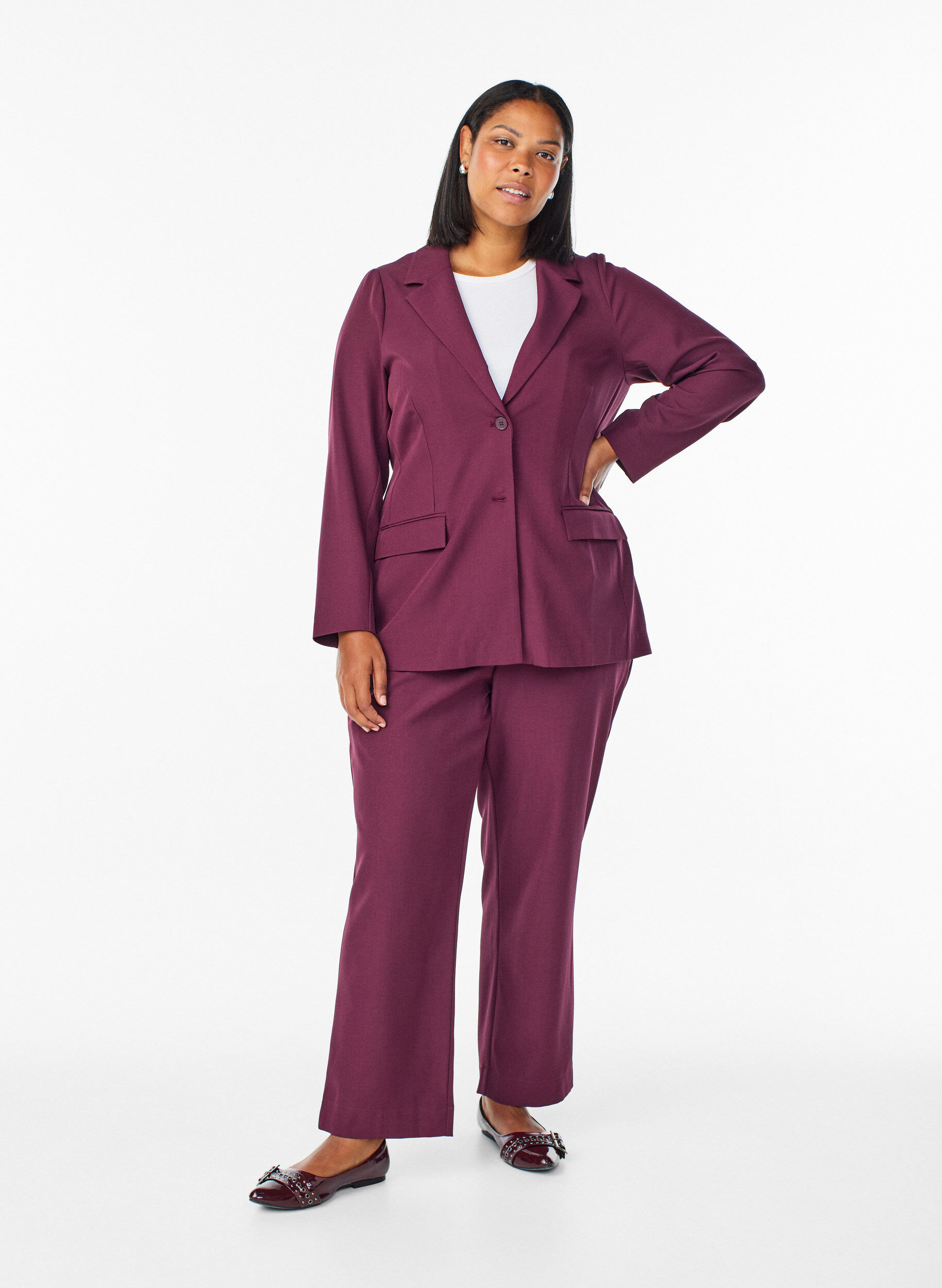 ZizziBlazer mit Taschen und Schlitzen, Dunkles Bordeaux, Model image number 1
