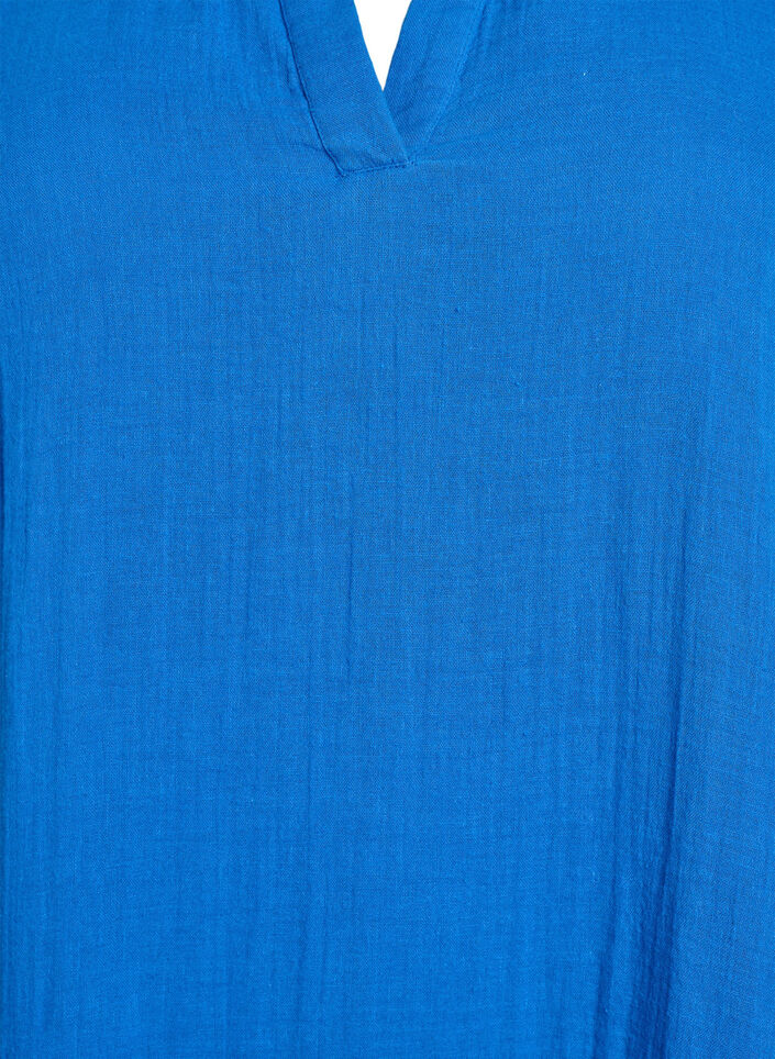 Kurzes A-Linien-Kleid aus Baumwollmusselin, Blau, Packshot image number 2