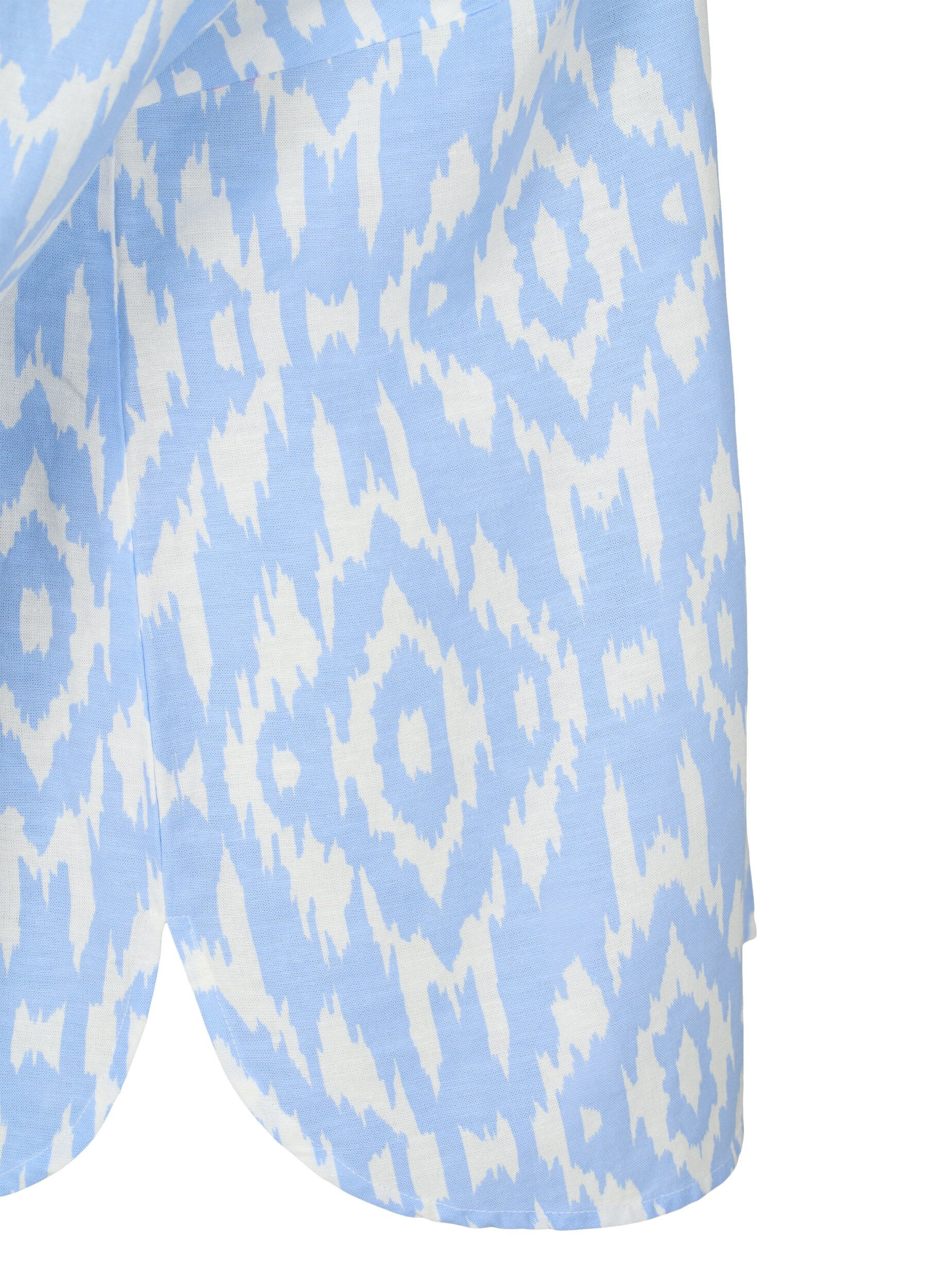 ZizziGemustertes Hemd aus Leinen, Serenity AOP, Packshot image number 3