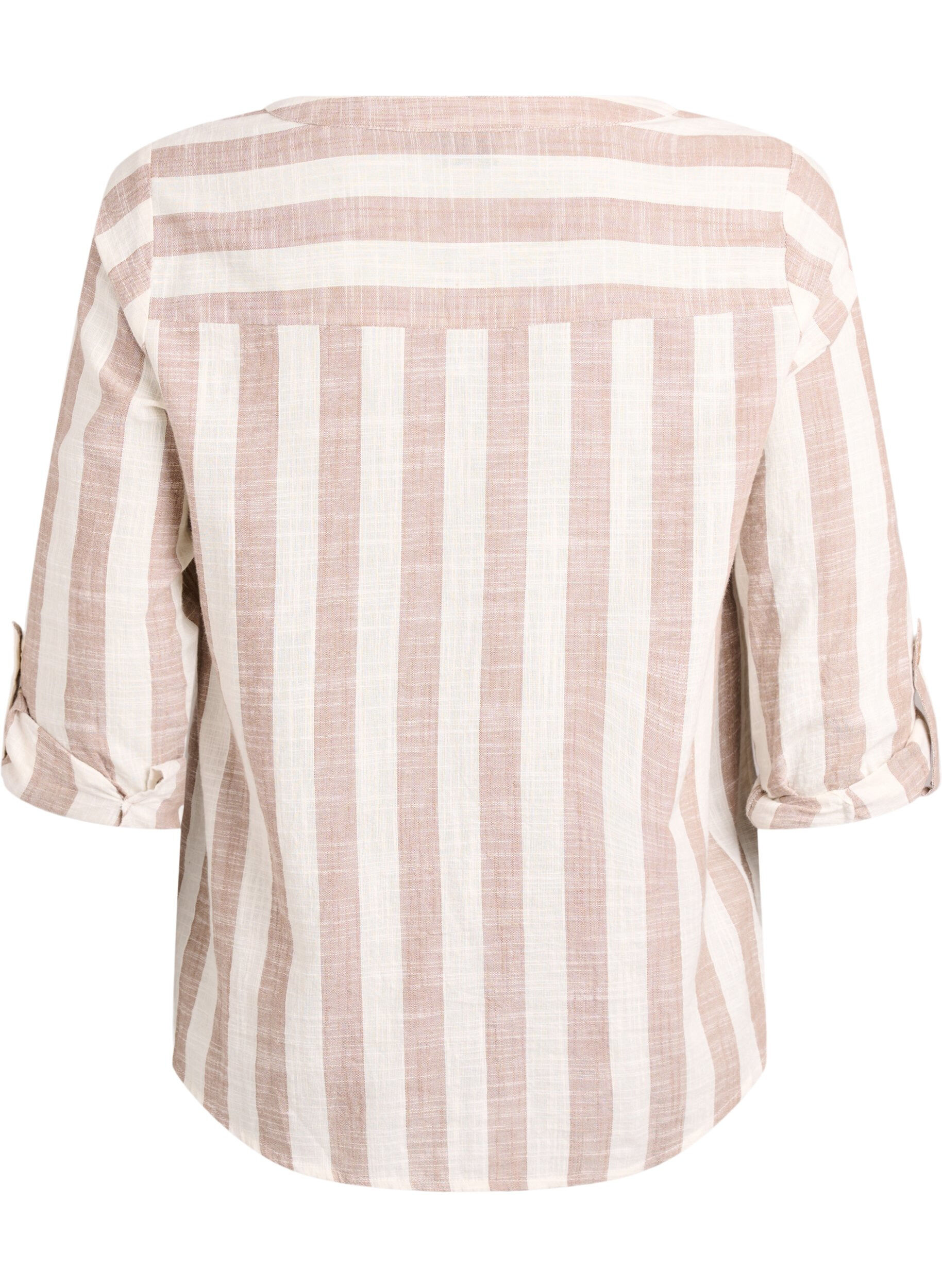 ZizziHemdbluse aus Baumwolle mit V-Ausschnitt, Beige, Packshot image number 1