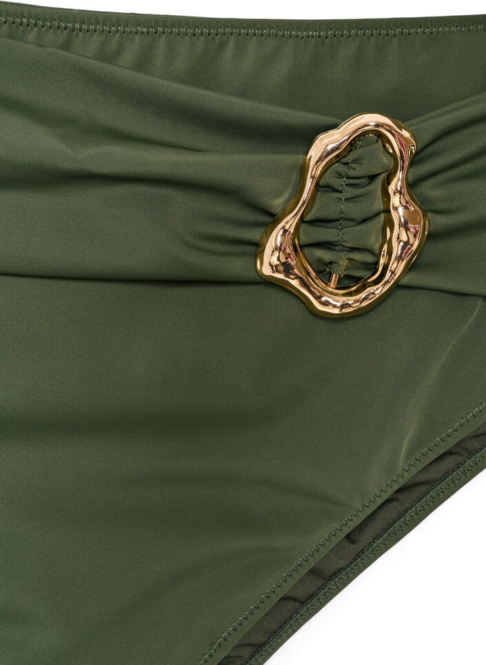 Hoch taillierter Tai-Bikini-Slip mit Golddetail, Gr&uuml;n, Packshot